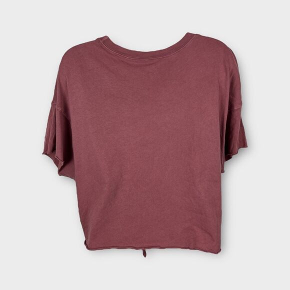 Offline by Aerie Size XS Mauve Pink Cropped Front Tie Tee with pocket - Picture 2 of 5